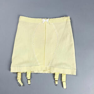 Vintage Yellow Girdle Garter Belt with White Bow Accent